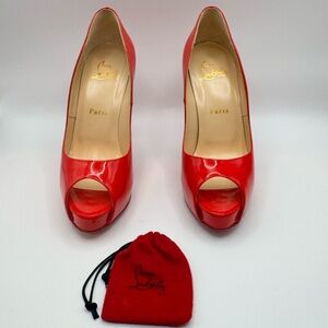 Christian Louboutin Fraise New Very Prive 120 Peep Toe Heels